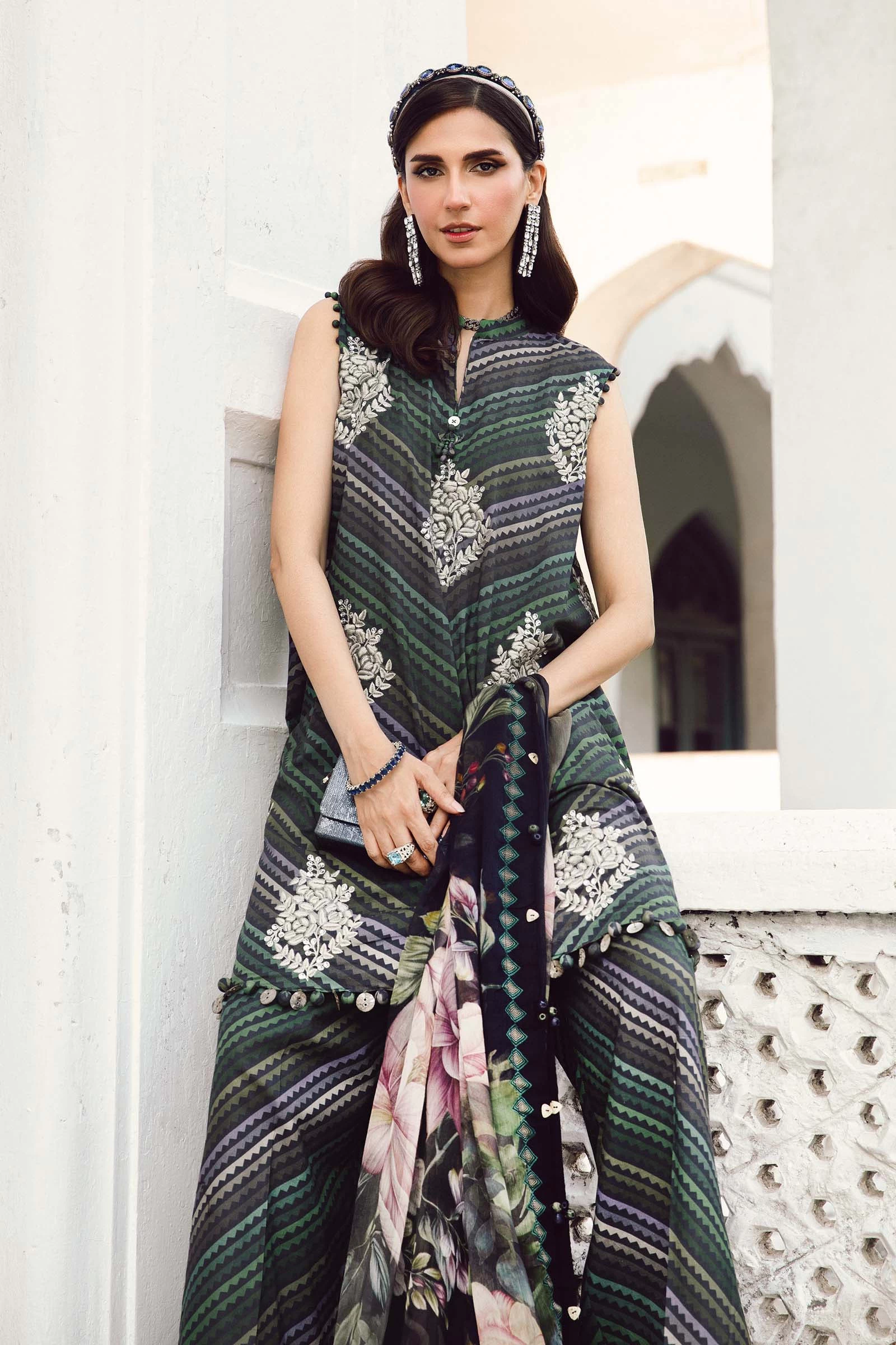3 Piece  Embroidered Cambric Suit - MPT-2705-A