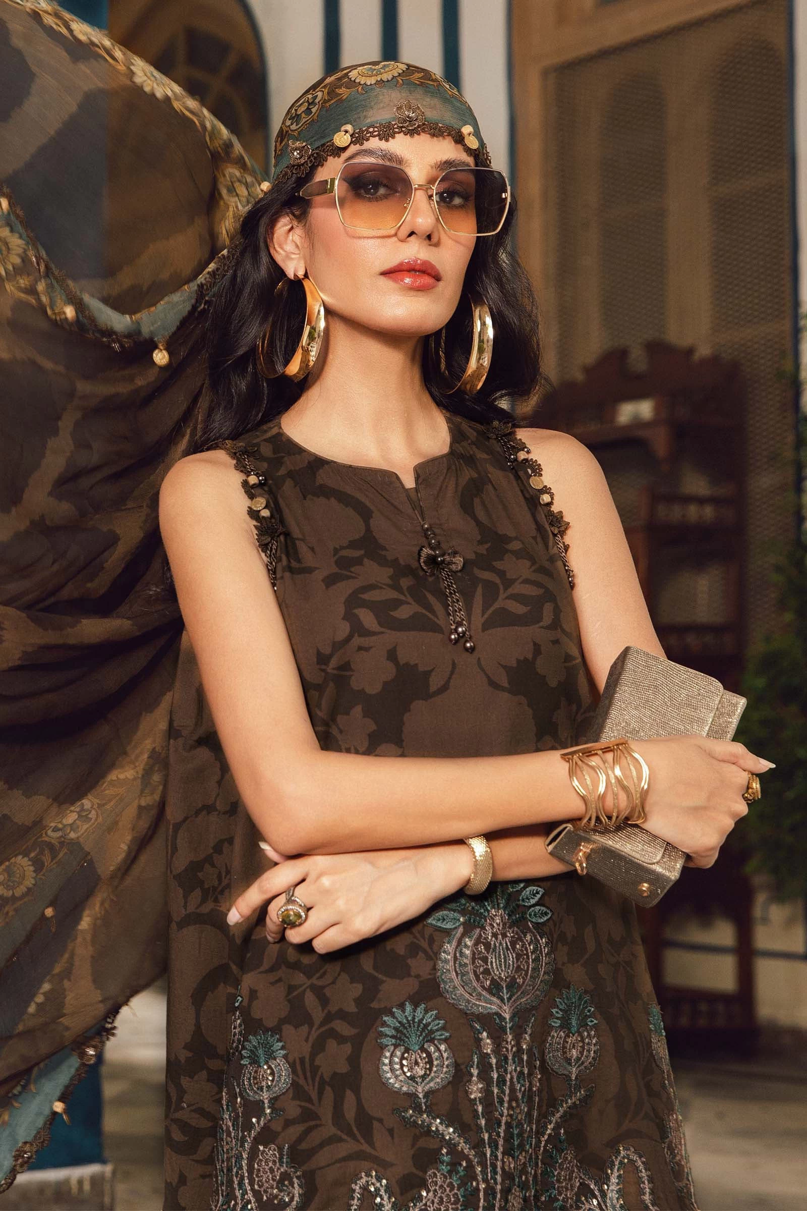 3 Piece Embroidered Cambric Suit -  MPT-2704-A