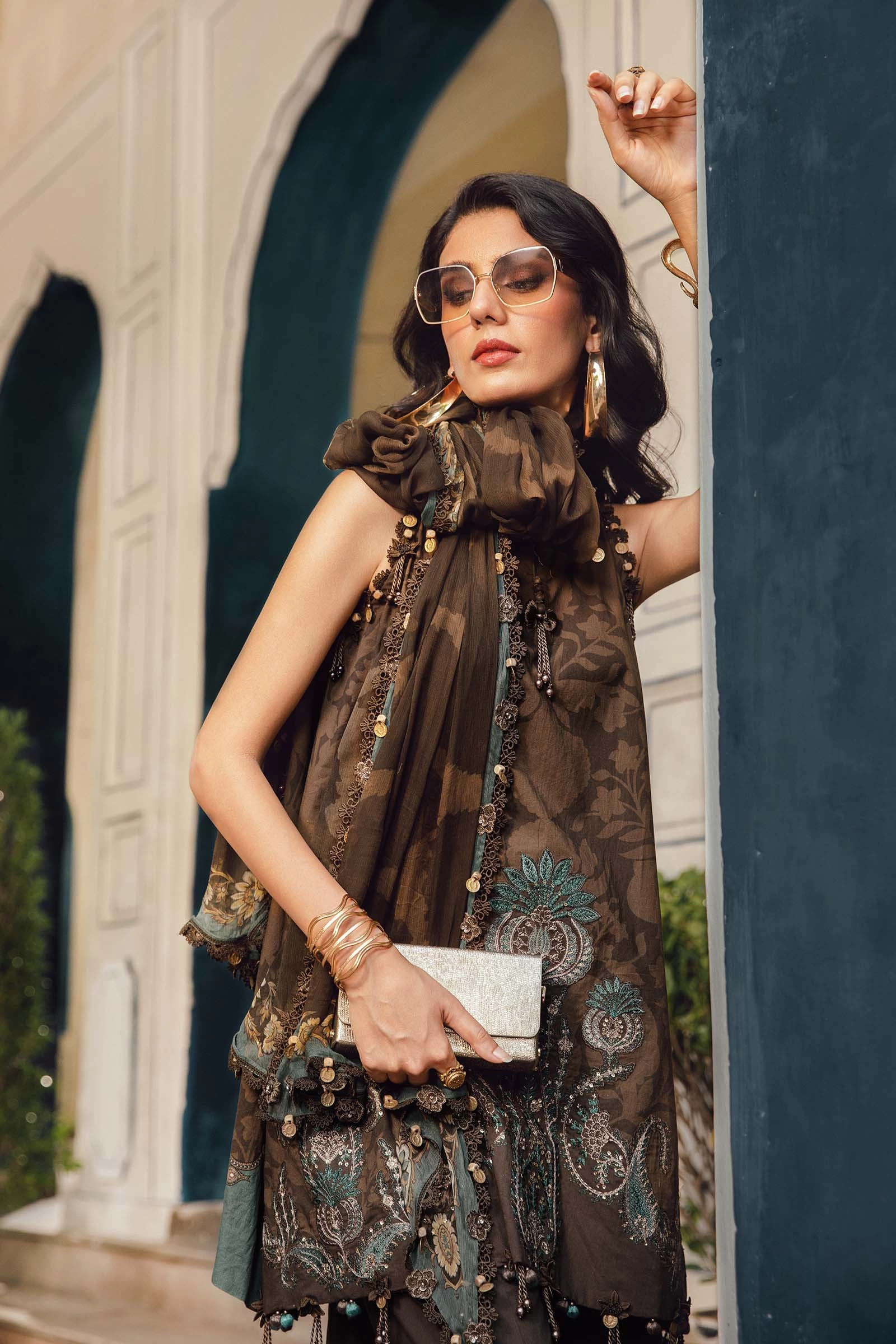3 Piece Embroidered Cambric Suit -  MPT-2704-A