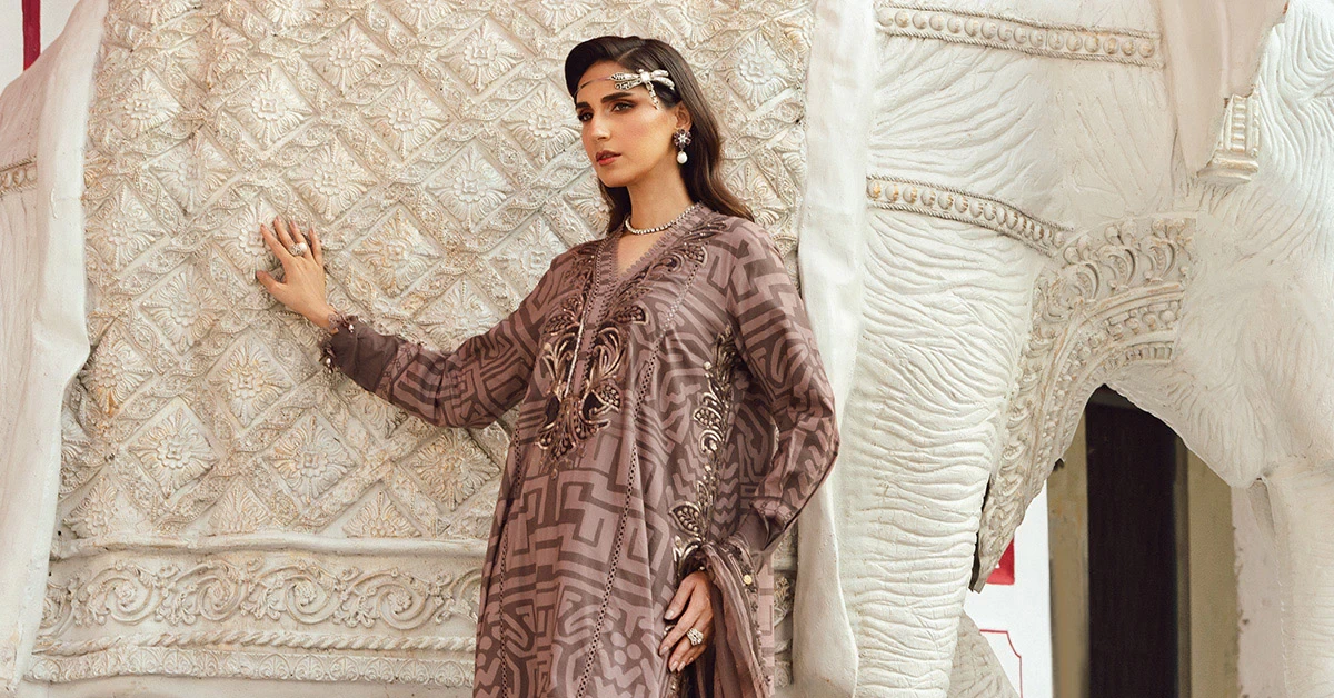3 Piece  Embroidered Cambric Suit - MPT-2703-B