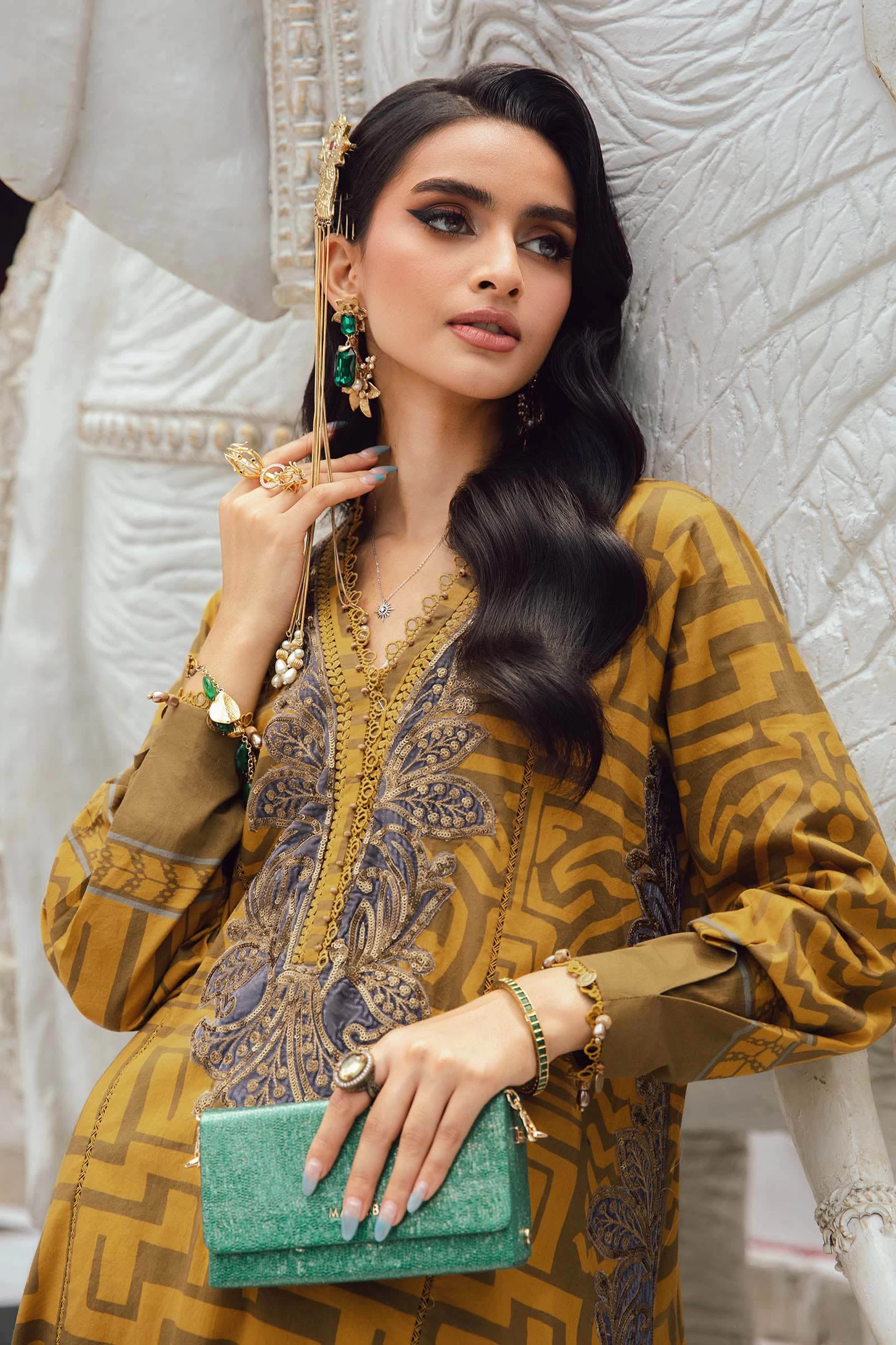 3 Piece Embroidered Cambric Suit - MPT-2703-A
