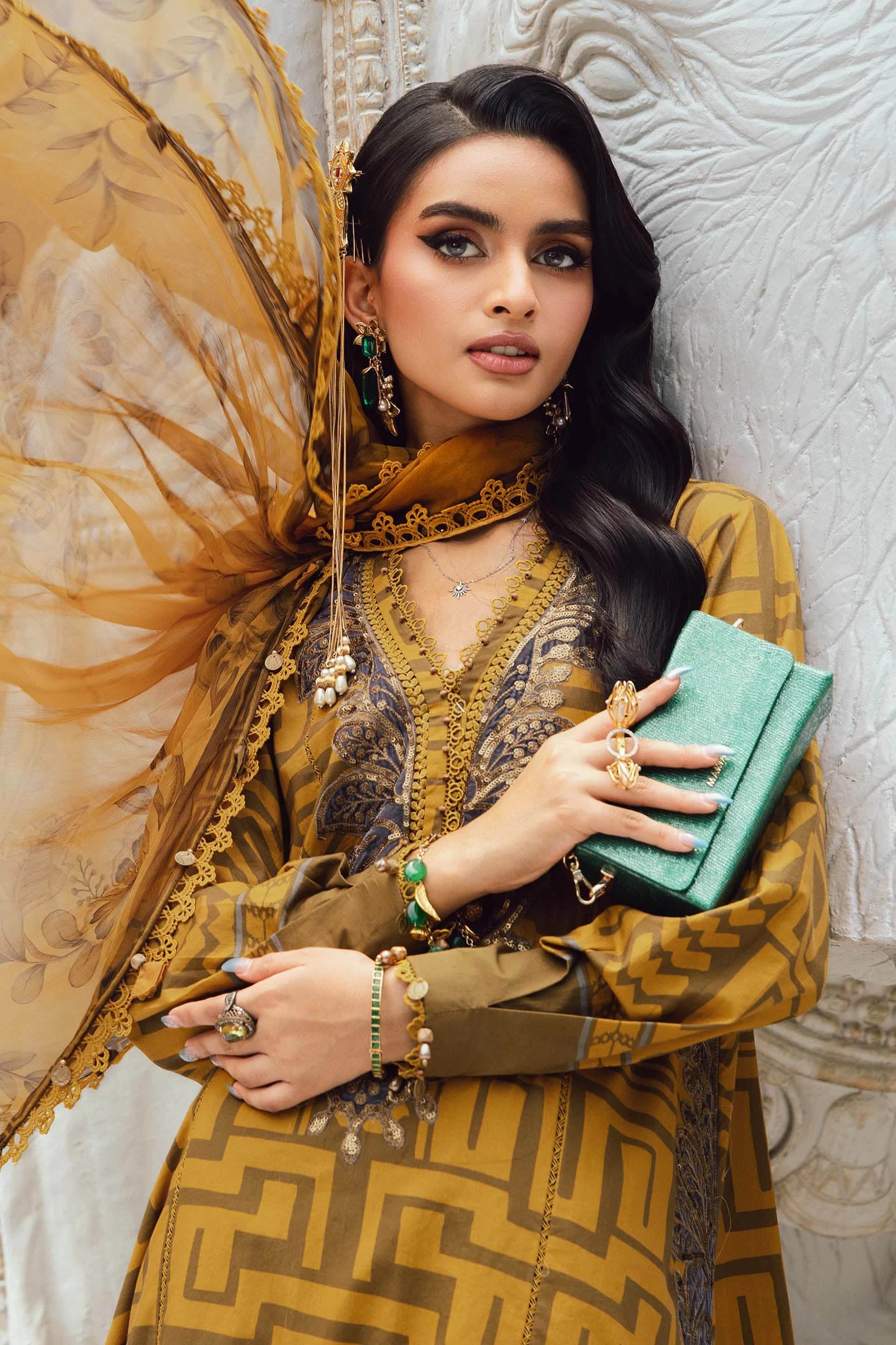 3 Piece Embroidered Cambric Suit - MPT-2703-A