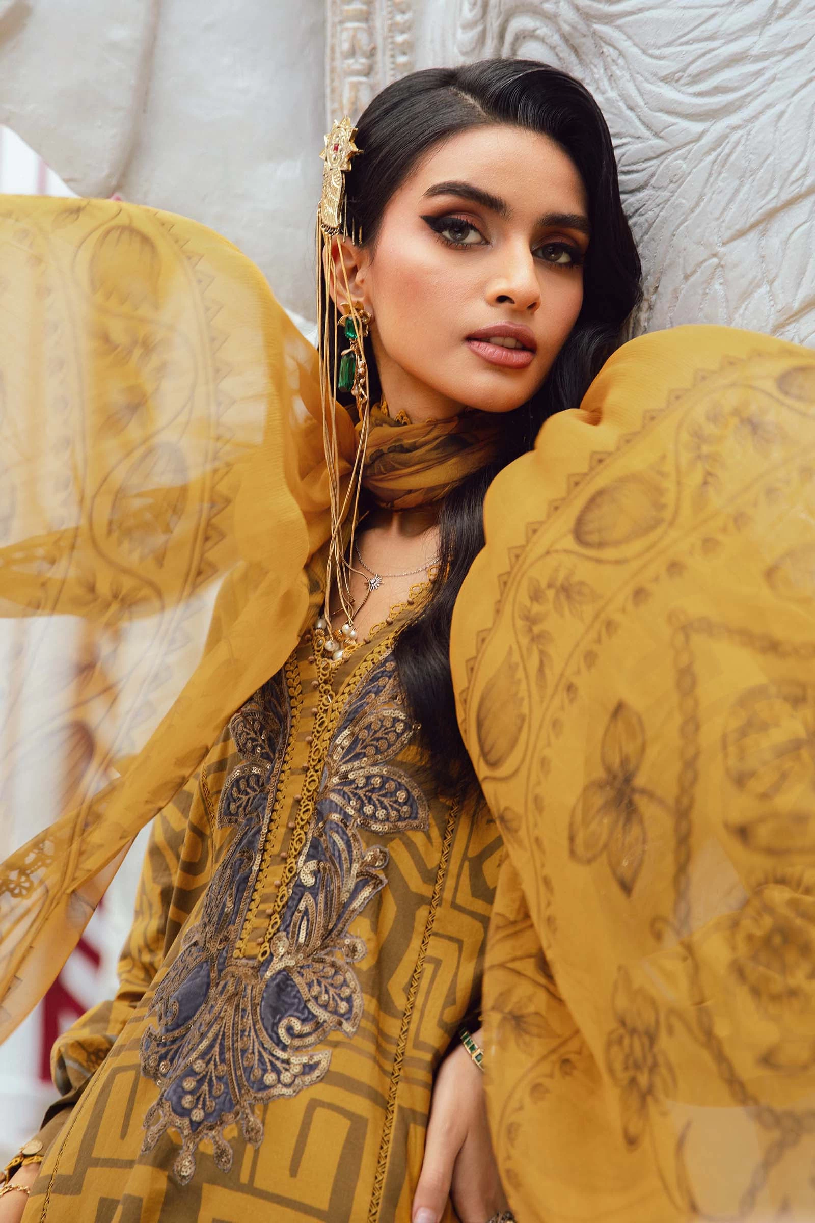 3 Piece Embroidered Cambric Suit - MPT-2703-A