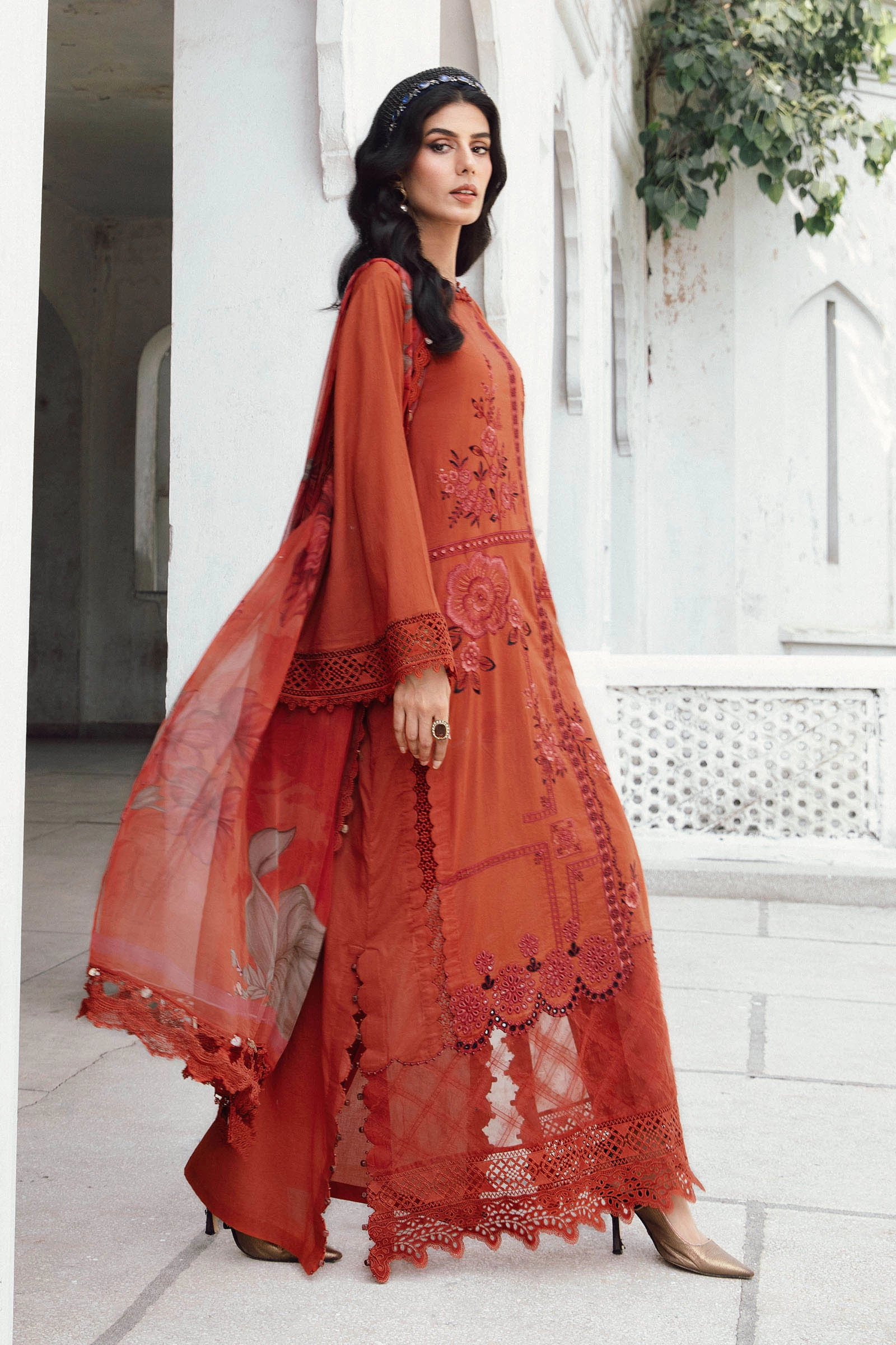 3 Piece  Embroidered Cambric Suit - MPT-2701-B