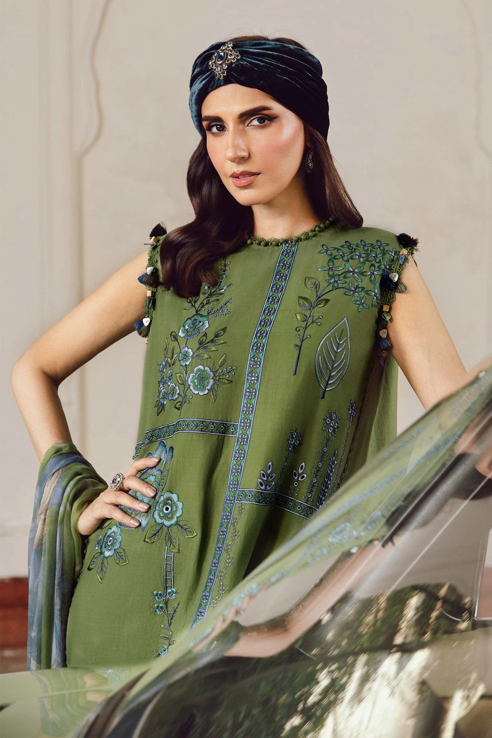 3 Piece  Embroidered Cambric Suit - MPT-2701-A