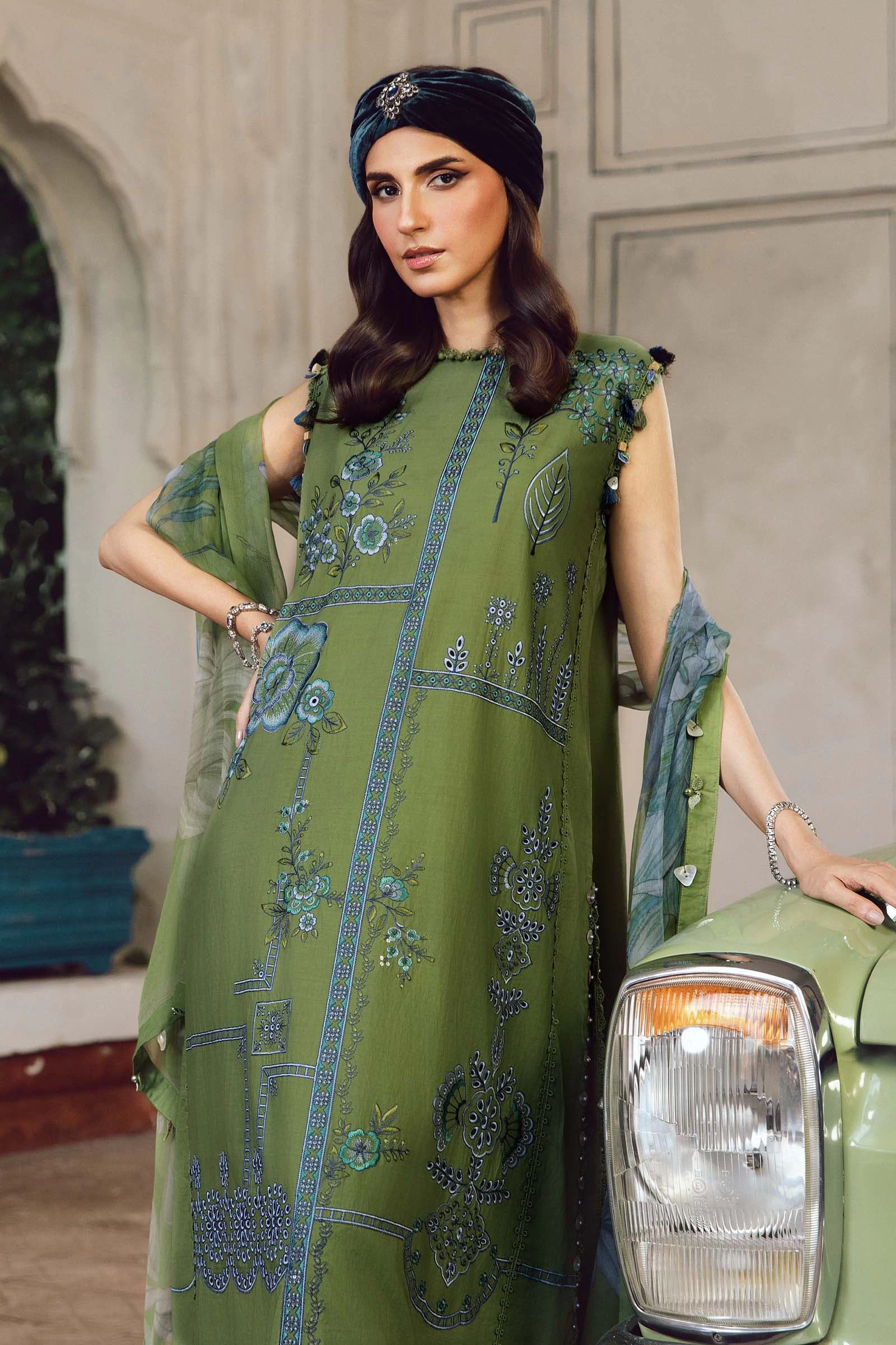3 Piece  Embroidered Cambric Suit - MPT-2701-A