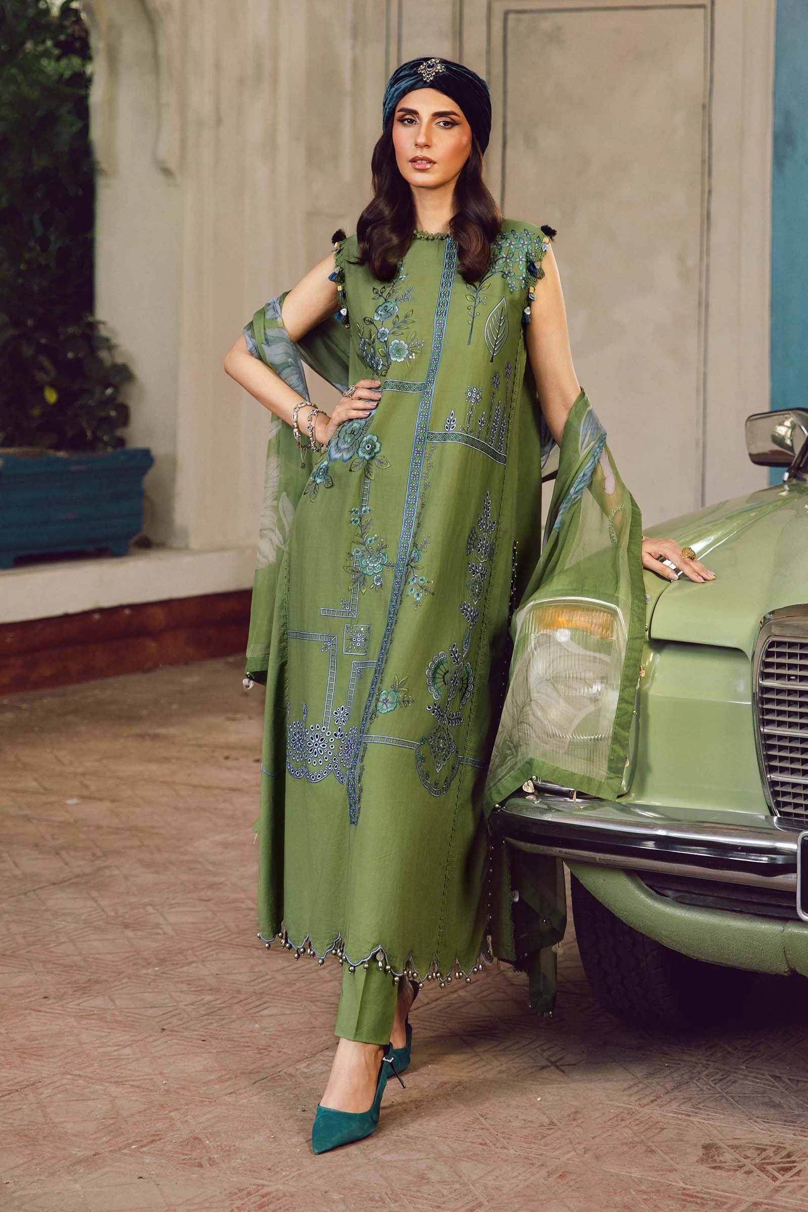 3 Piece  Embroidered Cambric Suit - MPT-2701-A