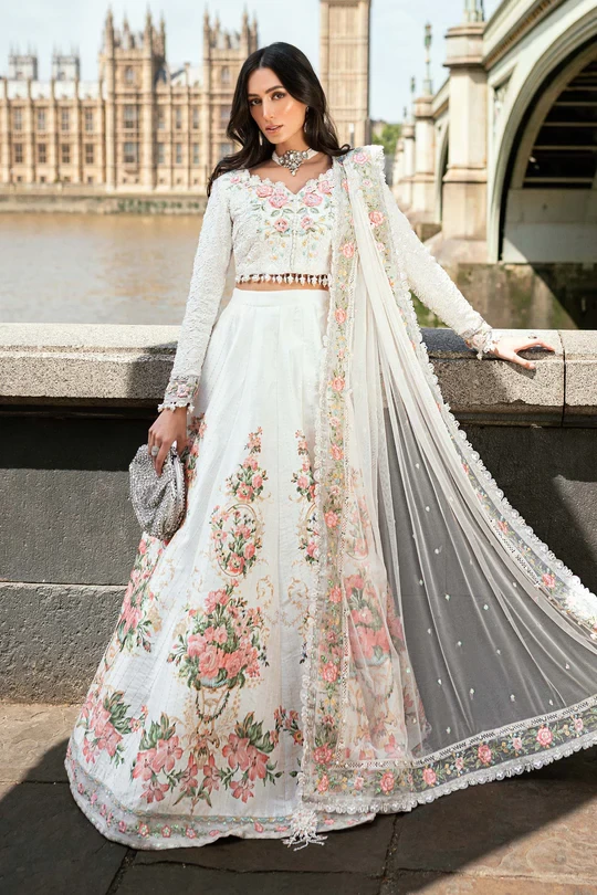 3 Piece Unstitched Embroidered Raw Silk Suit - WF-09-02-White