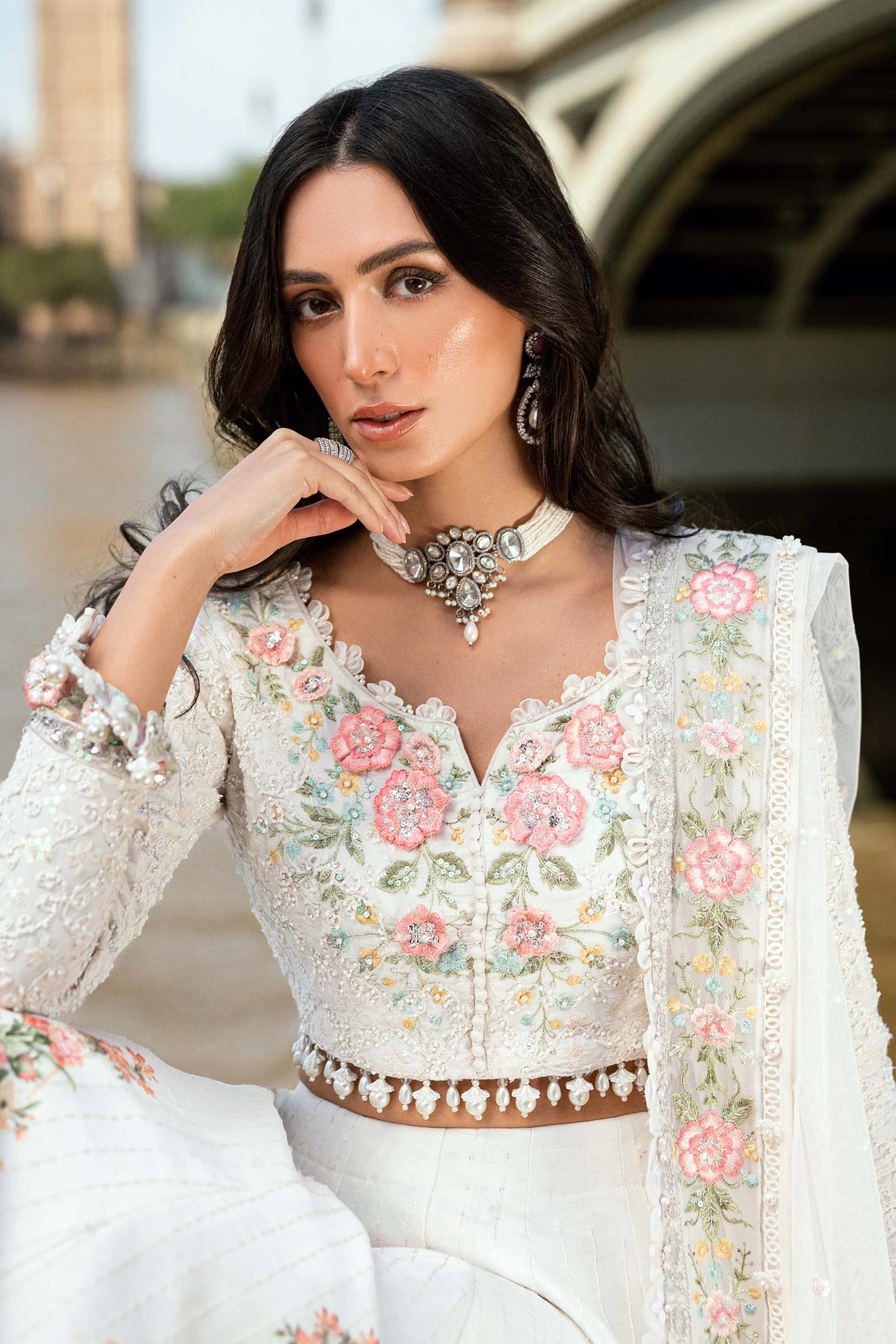 3 Piece Unstitched Embroidered Raw Silk Suit - WF-09-02-White