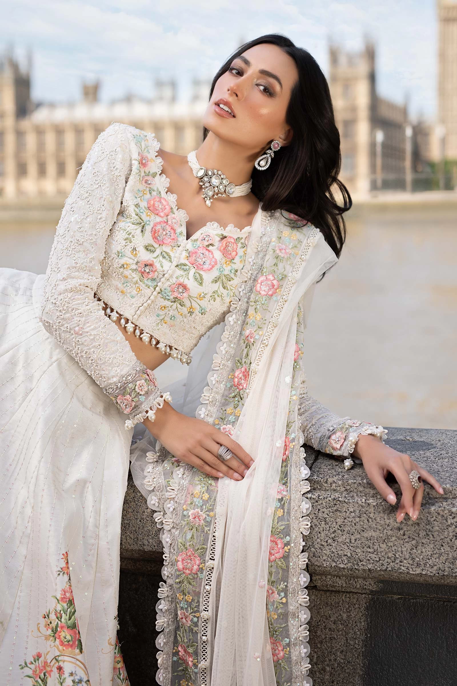 3 Piece Unstitched Embroidered Raw Silk Suit - WF-09-02-White