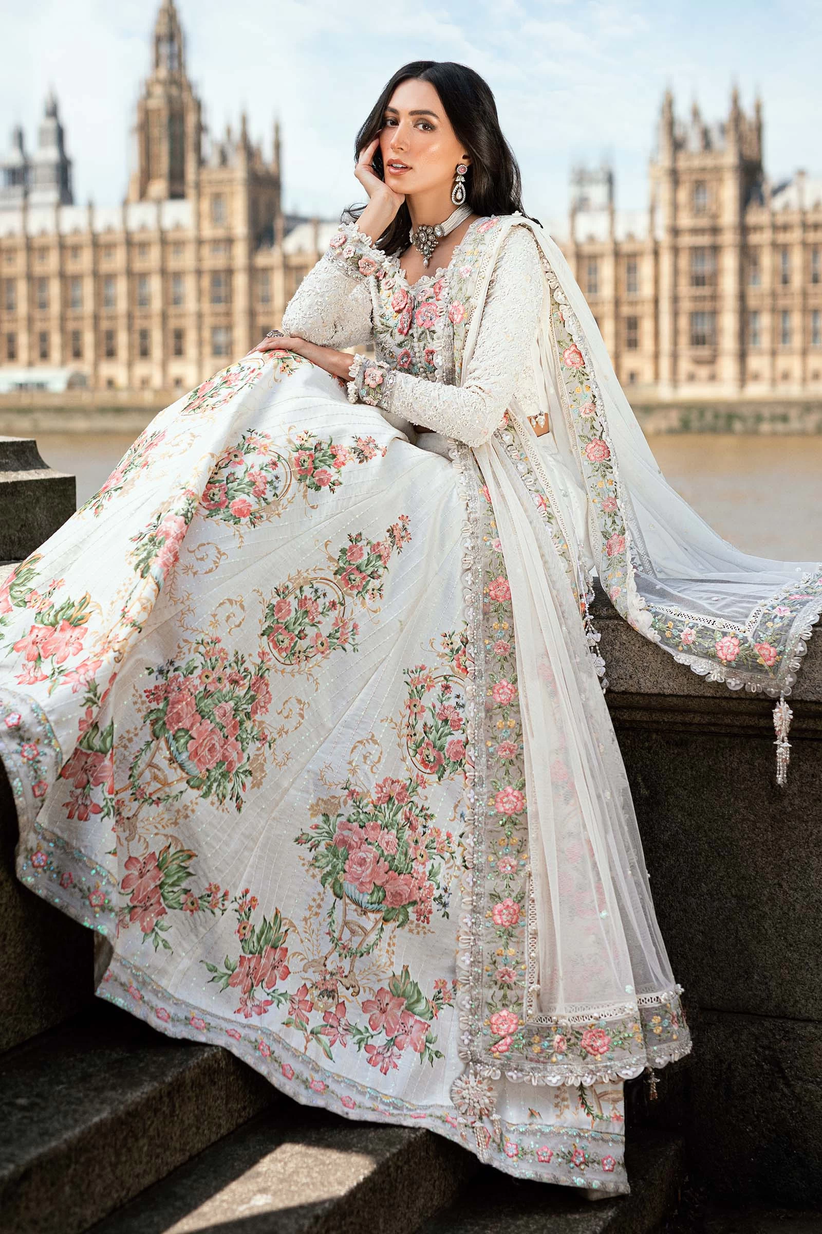 3 Piece Unstitched Embroidered Raw Silk Suit - WF-09-02-White