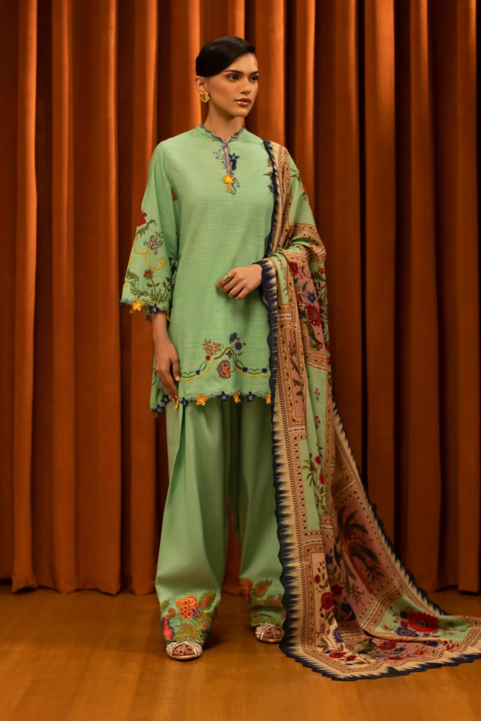Slub Muzlin 3 Piece Suit - M253-004B-3CY