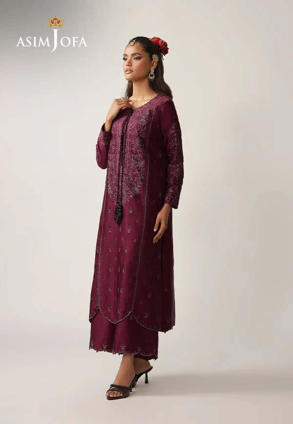 AJULO-03 Embroidered Charmeuse Silk 2 Pcs - AJULO-03-UNS