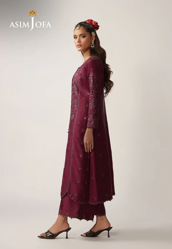 AJULO-03 Embroidered Charmeuse Silk 2 Pcs - AJULO-03-UNS