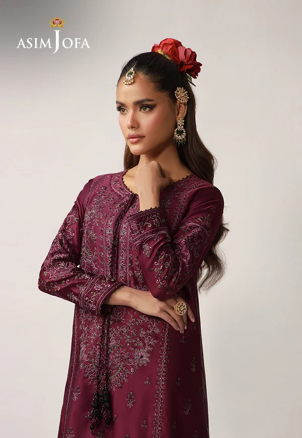 AJULO-03 Embroidered Charmeuse Silk 2 Pcs - AJULO-03-UNS