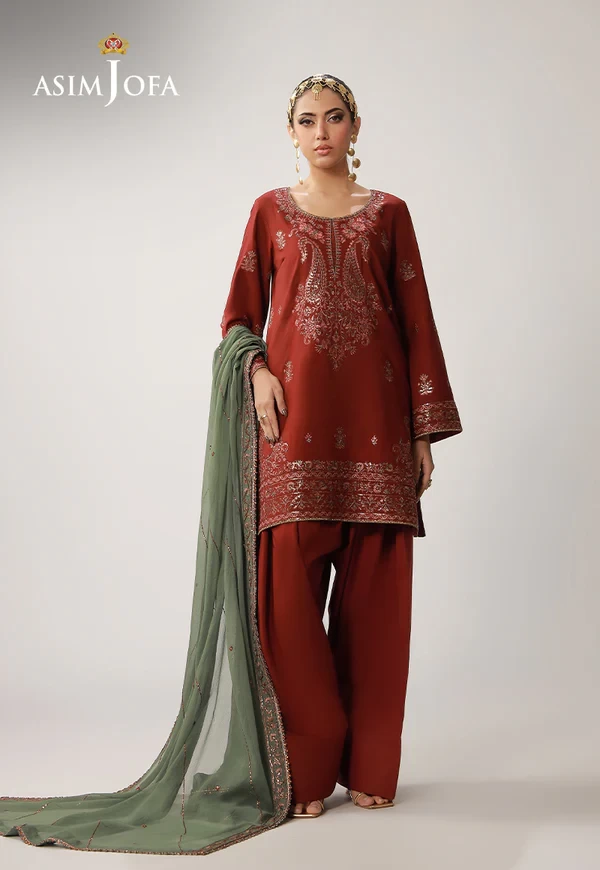 AJULO-05 Embroidered Boski Silk 3 Pcs - AJULO-05-UNS