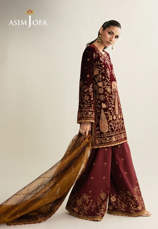 Embroidered Velvet - SKU: AJULM-07-UNS