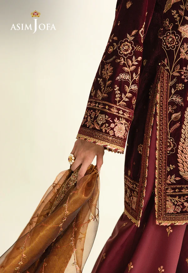 Embroidered Velvet - SKU: AJULM-07-UNS
