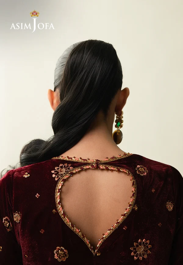 Embroidered Velvet - SKU: AJULM-07-UNS