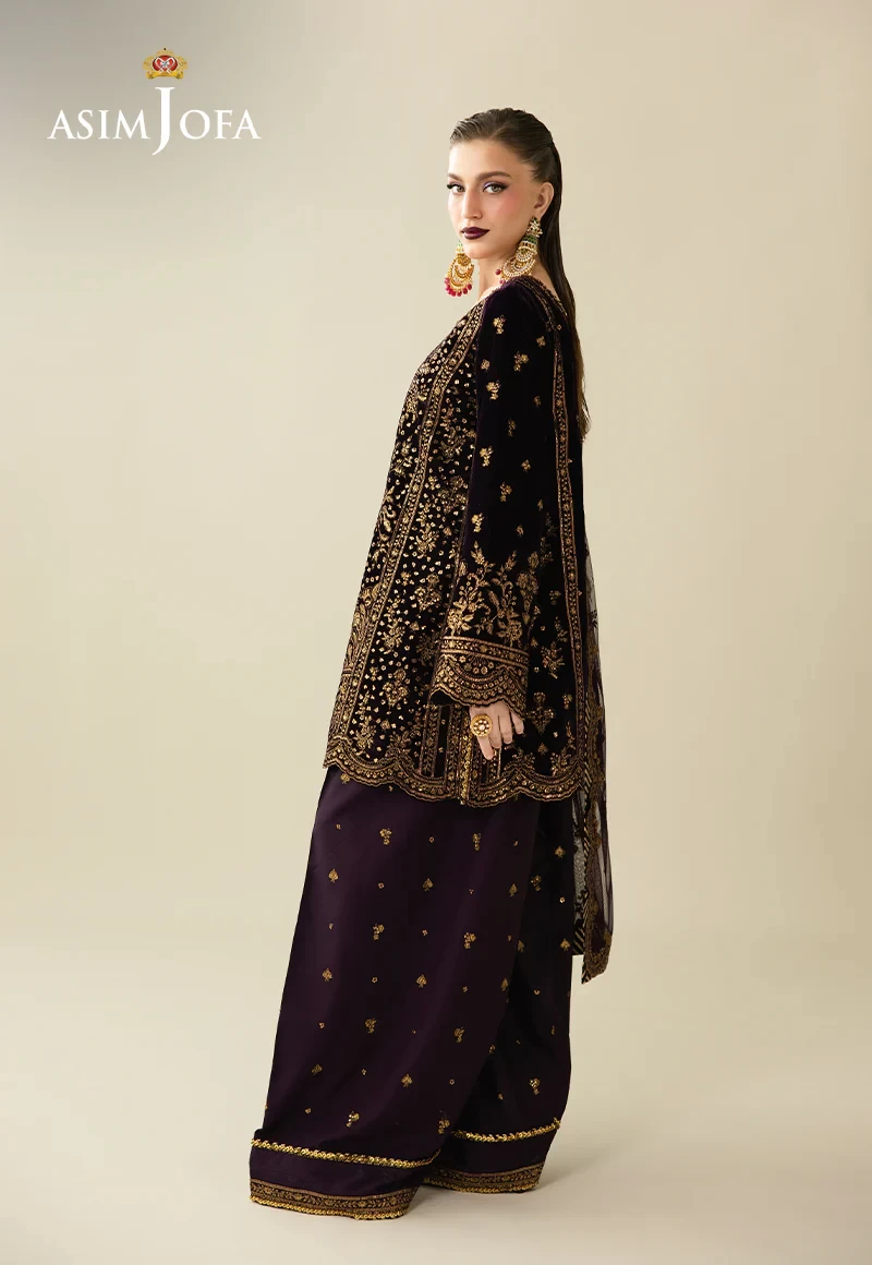 Embroidered Velvet - SKU: AJULM-02-UNS
