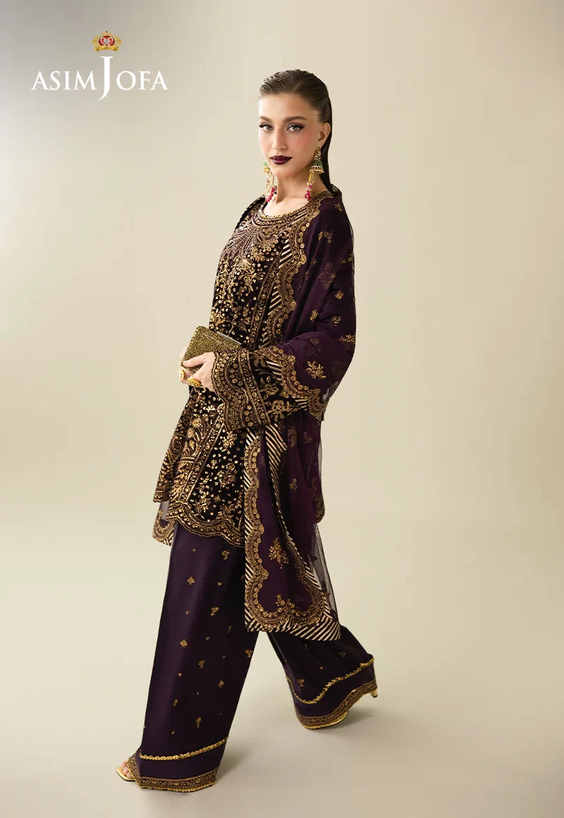 Embroidered Velvet - SKU: AJULM-02-UNS
