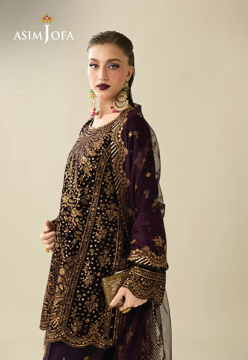 Embroidered Velvet - SKU: AJULM-02-UNS