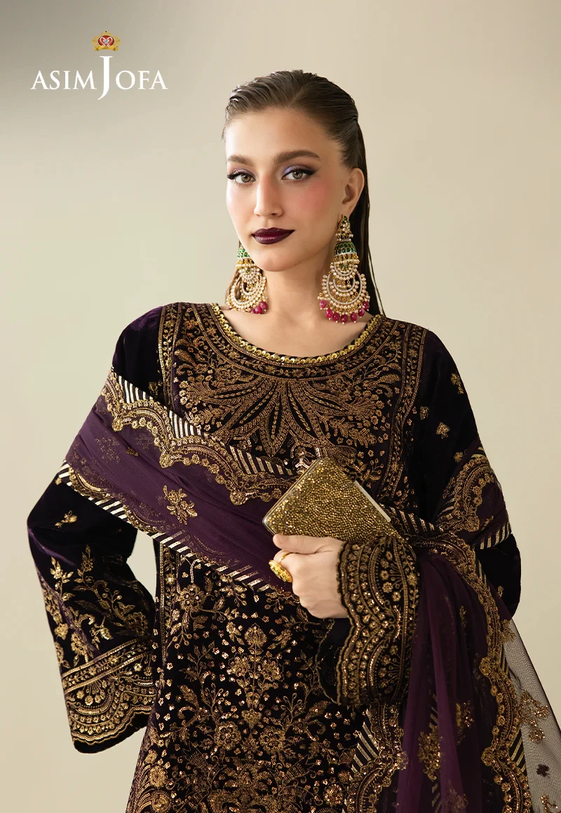 Embroidered Velvet - SKU: AJULM-02-UNS
