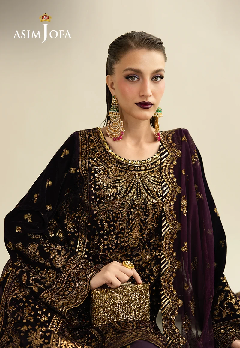 Embroidered Velvet - SKU: AJULM-02-UNS