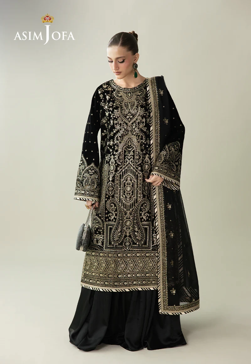 Embroidered Velvet - SKU: AJULM-01-UNS