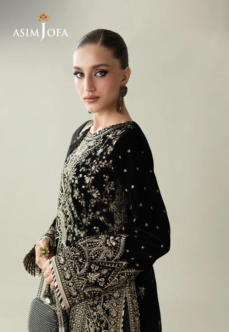 Embroidered Velvet - SKU: AJULM-01-UNS