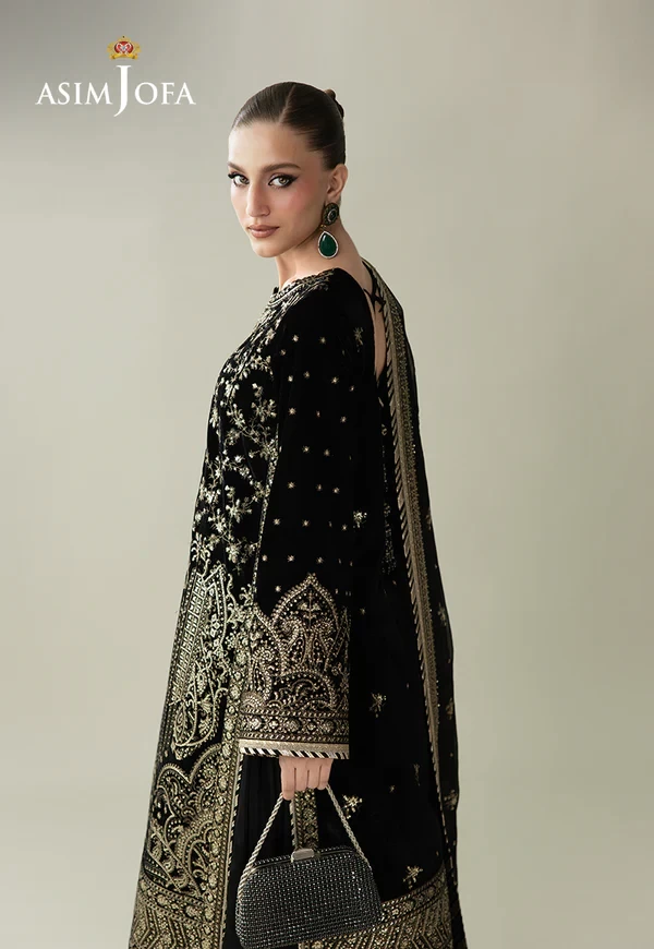 Embroidered Velvet - SKU: AJULM-01-UNS