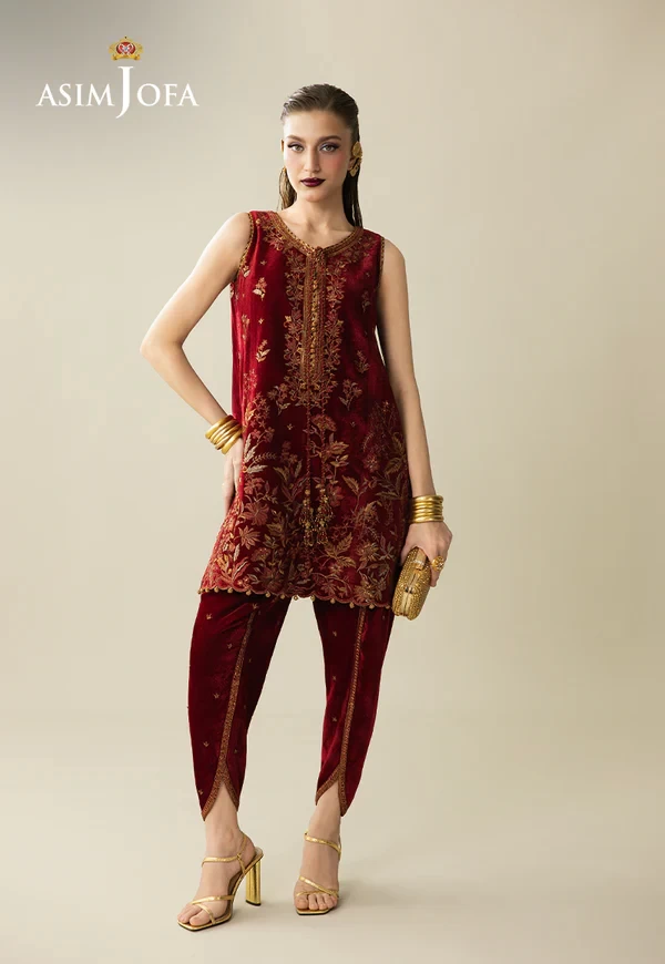 Embroidered Velvet - SKU: AJULM-05-UNS