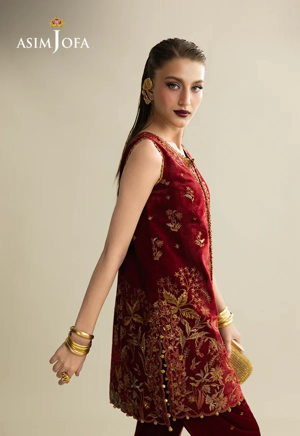 Embroidered Velvet - SKU: AJULM-05-UNS