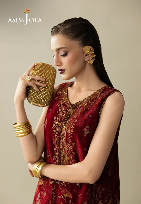 Embroidered Velvet - SKU: AJULM-05-UNS