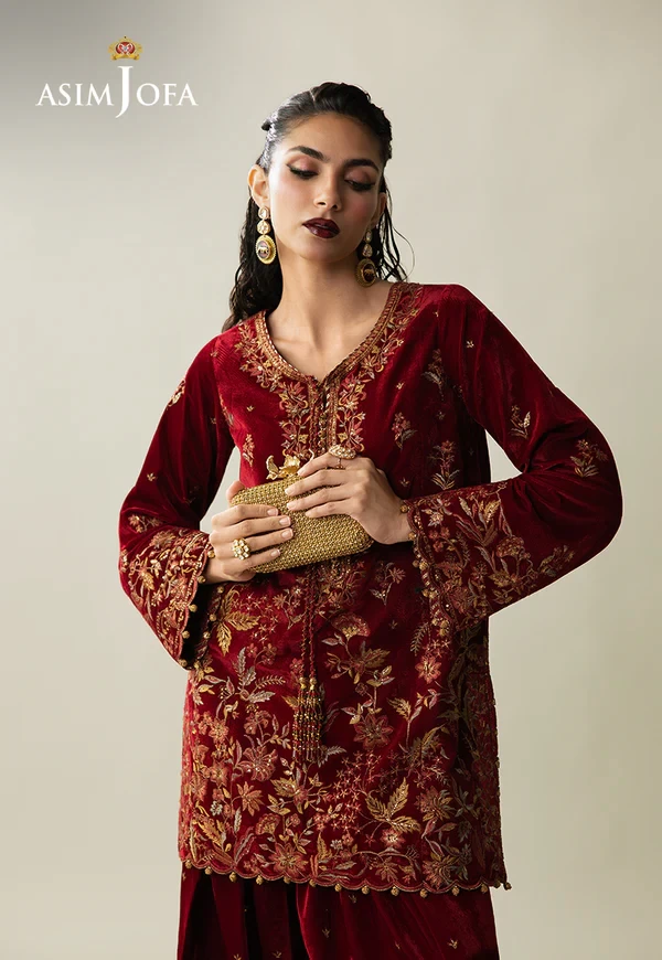 Embroidered Velvet - SKU: AJULM-05-UNS