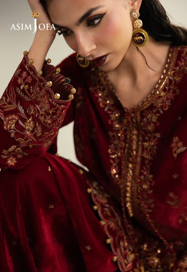 Embroidered Velvet - SKU: AJULM-05-UNS