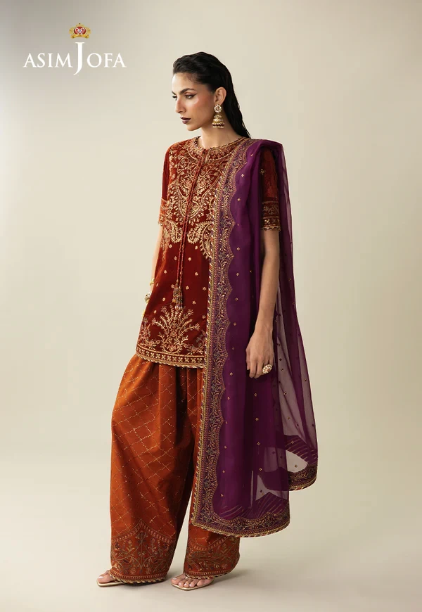 Embroidered Velvet - SKU: AJULM-08-UNS