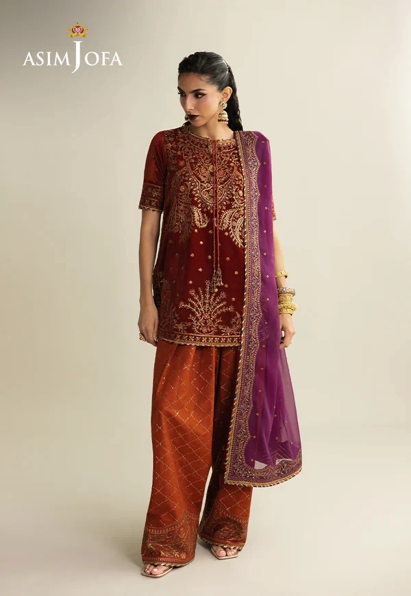 Embroidered Velvet - SKU: AJULM-08-UNS