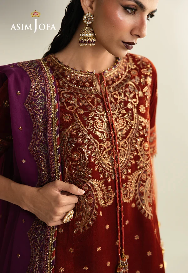 Embroidered Velvet - SKU: AJULM-08-UNS