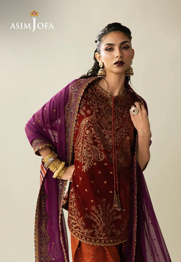 Embroidered Velvet - SKU: AJULM-08-UNS
