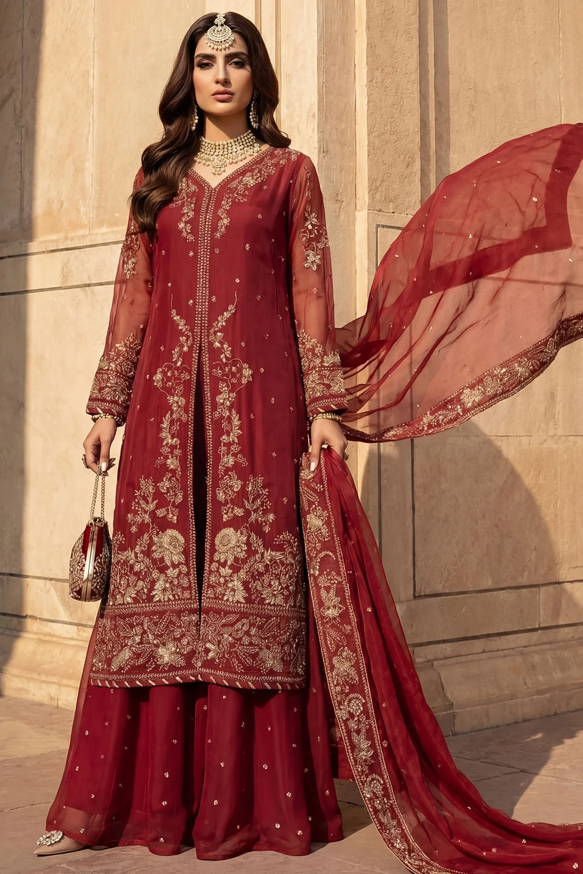 5740-AYRA EMBROIDERED CRINKLE CHIFFON - MWU05740-999-AYRA