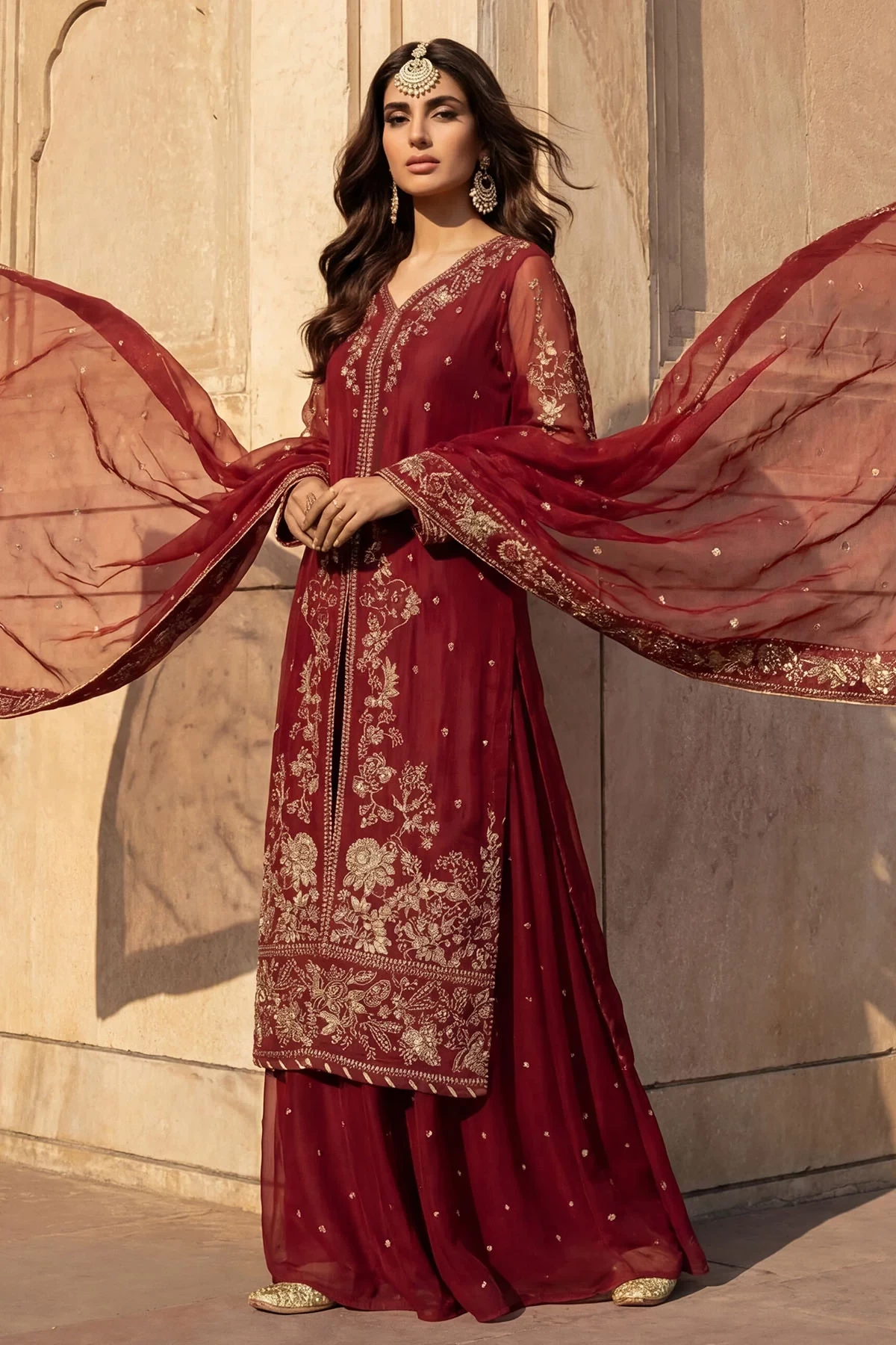 5740-AYRA EMBROIDERED CRINKLE CHIFFON - MWU05740-999-AYRA