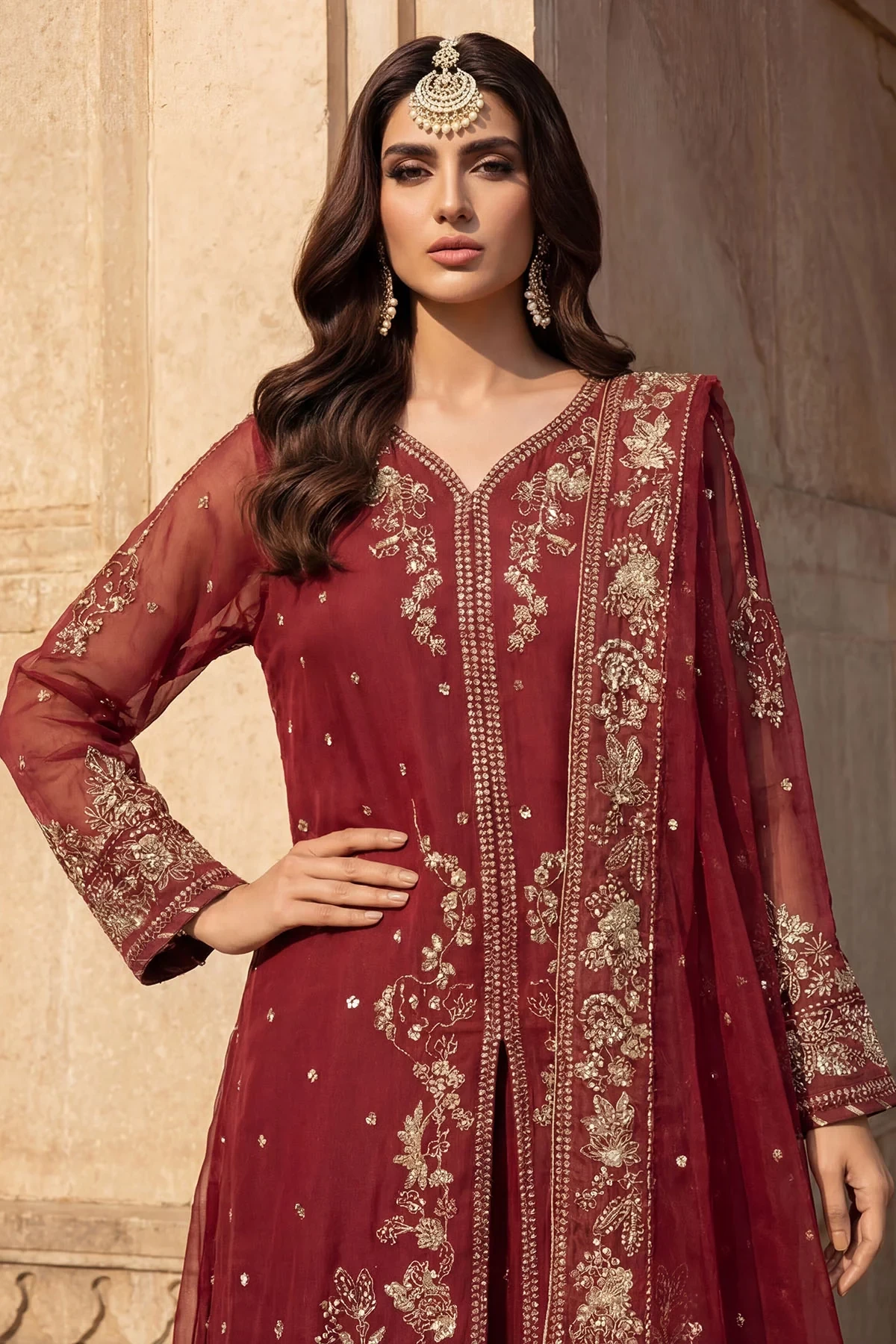 5740-AYRA EMBROIDERED CRINKLE CHIFFON - MWU05740-999-AYRA