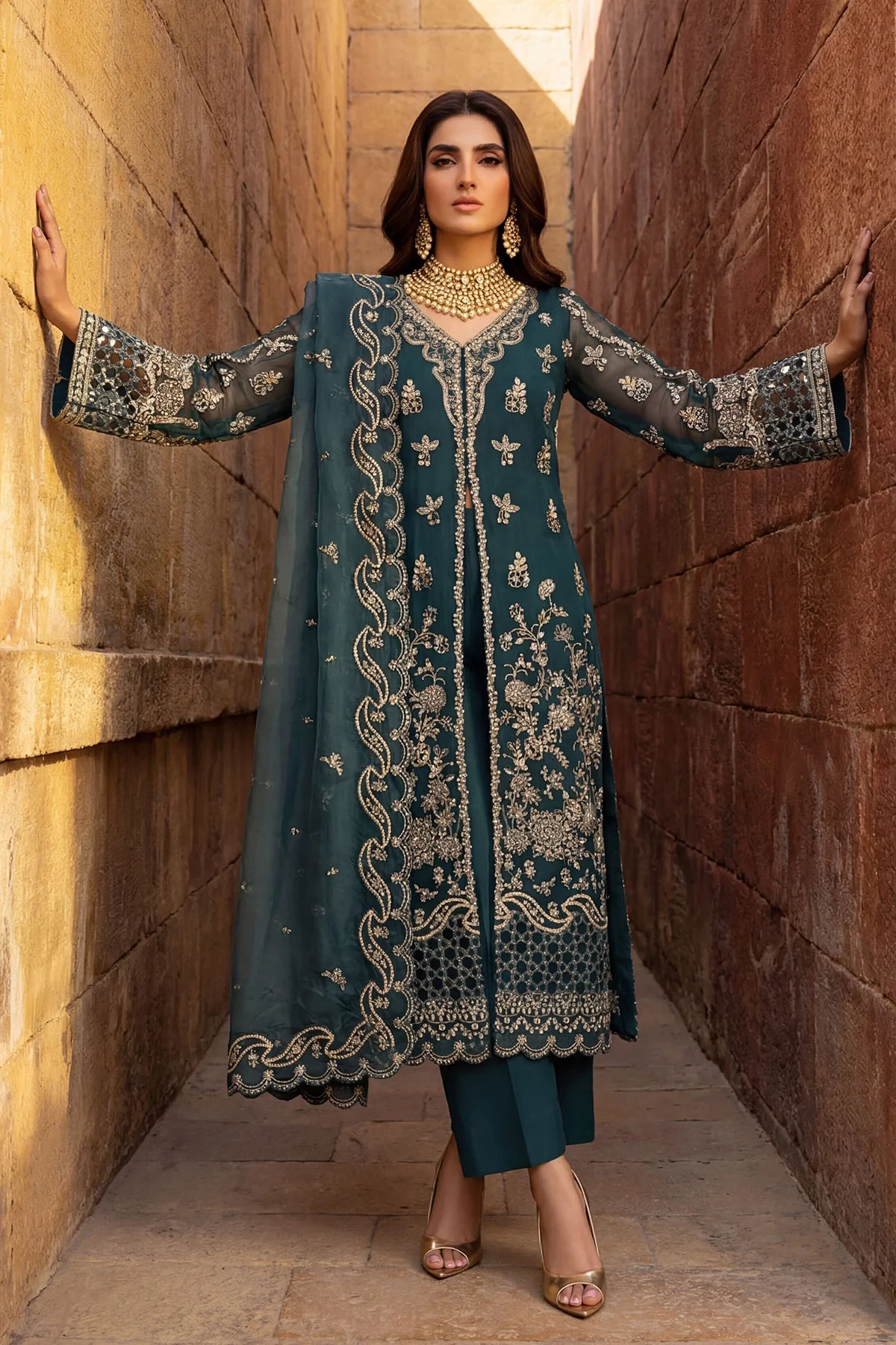 5742-REHA EMBROIDERED CRINKLE CHIFFON - MWU05742-999-REHA