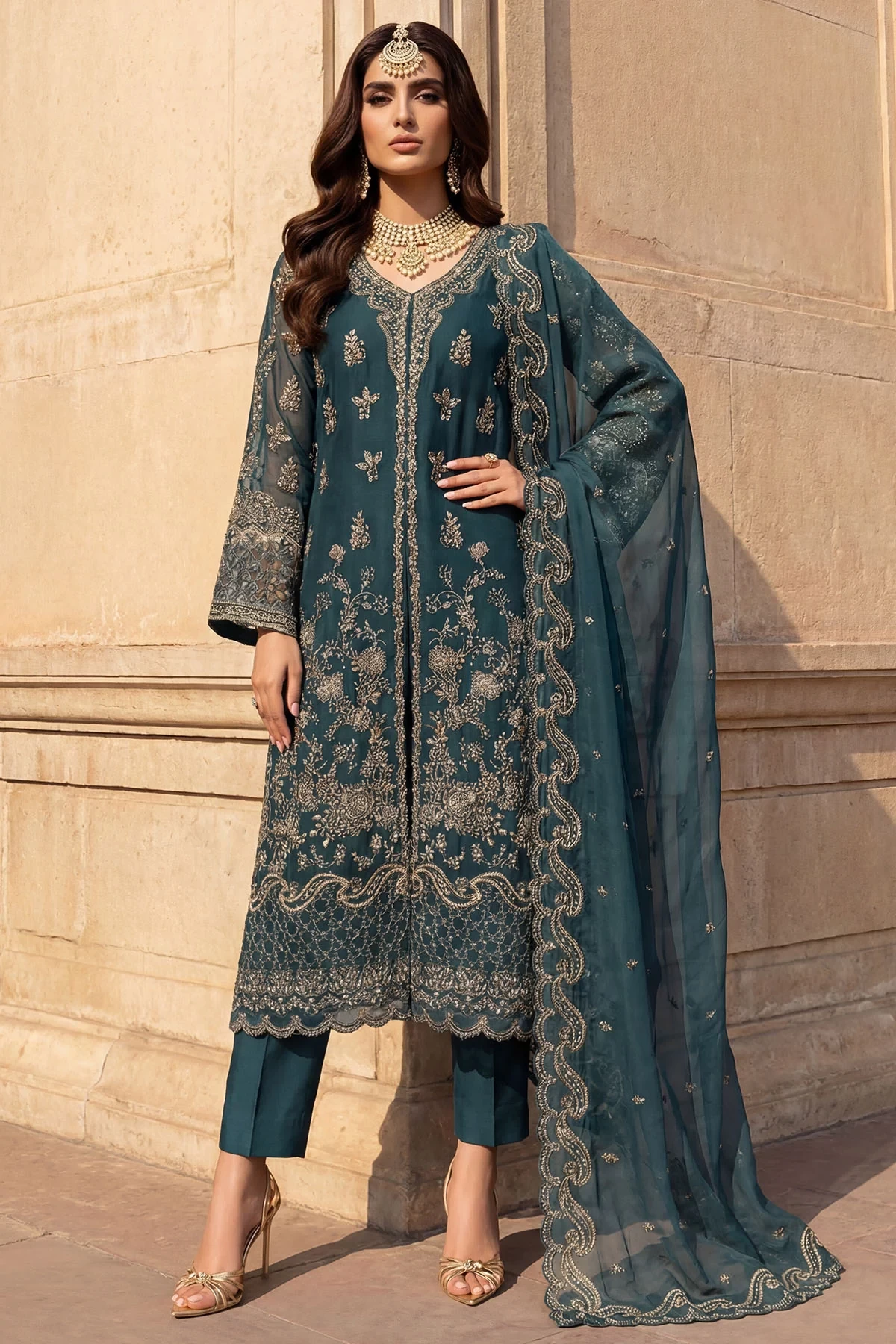 5742-REHA EMBROIDERED CRINKLE CHIFFON - MWU05742-999-REHA