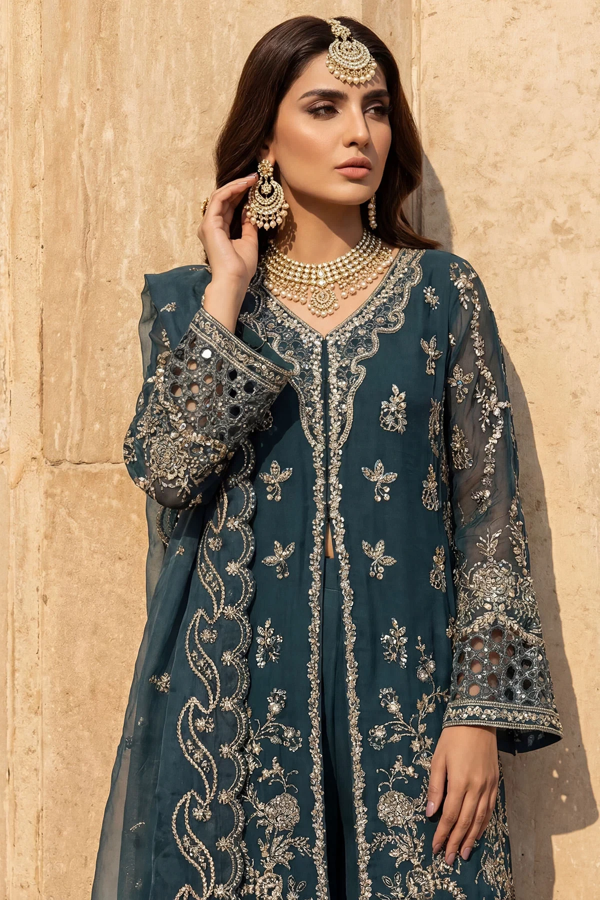 5742-REHA EMBROIDERED CRINKLE CHIFFON - MWU05742-999-REHA
