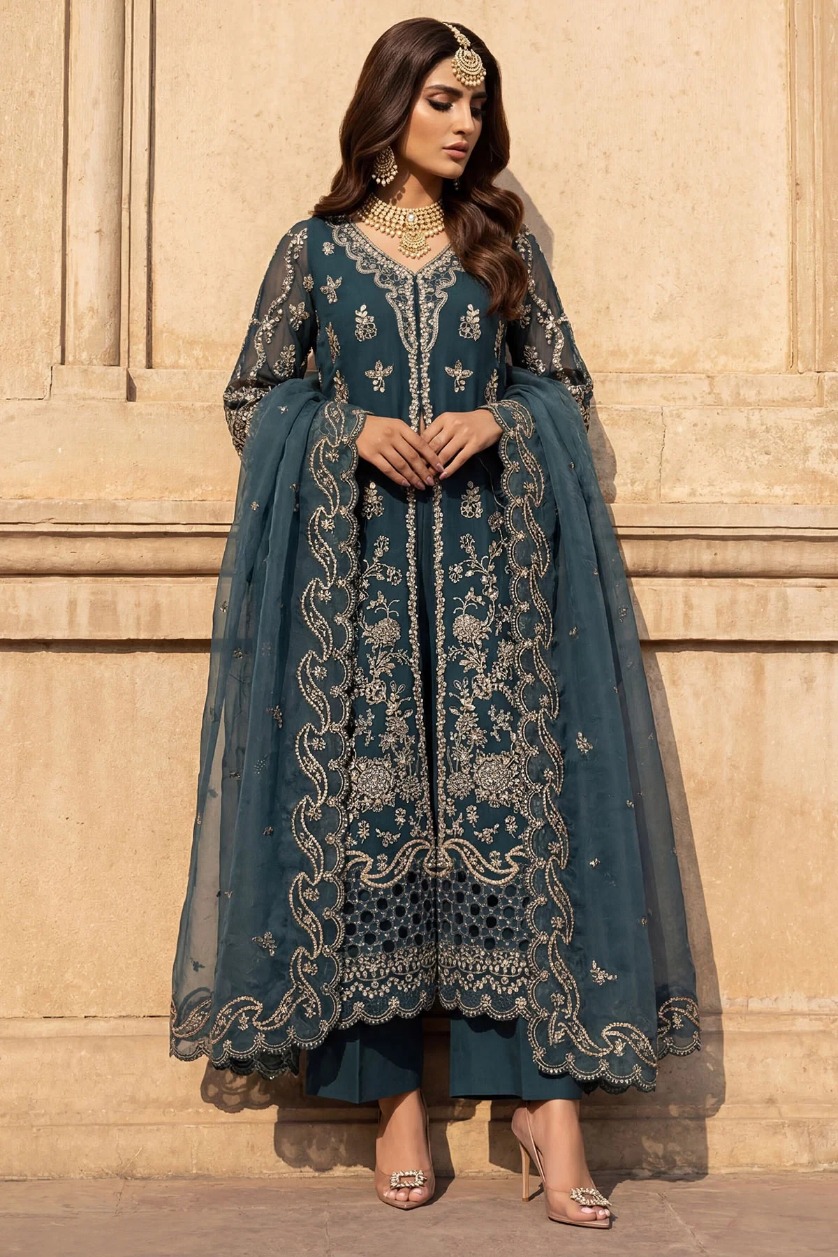 5742-REHA EMBROIDERED CRINKLE CHIFFON - MWU05742-999-REHA