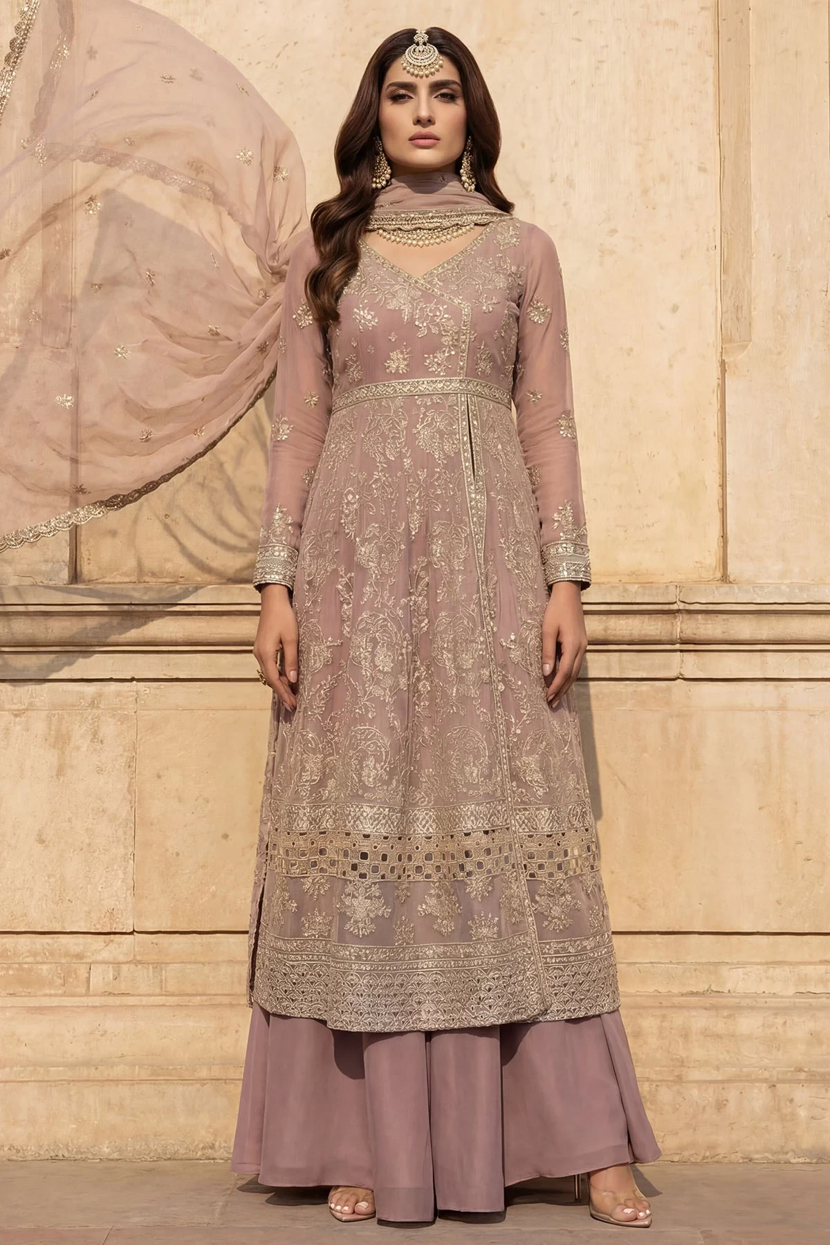5744-SELENE EMBROIDERED CRINKLE CHIFFON - MWU05744-999-SELENE.