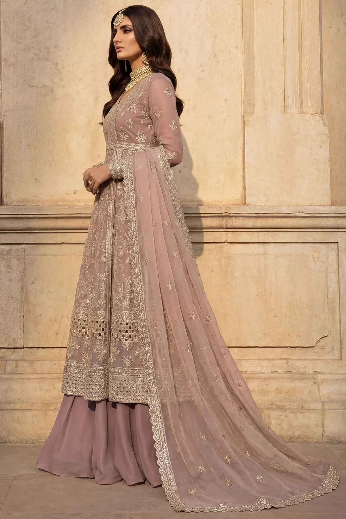 5744-SELENE EMBROIDERED CRINKLE CHIFFON - MWU05744-999-SELENE.