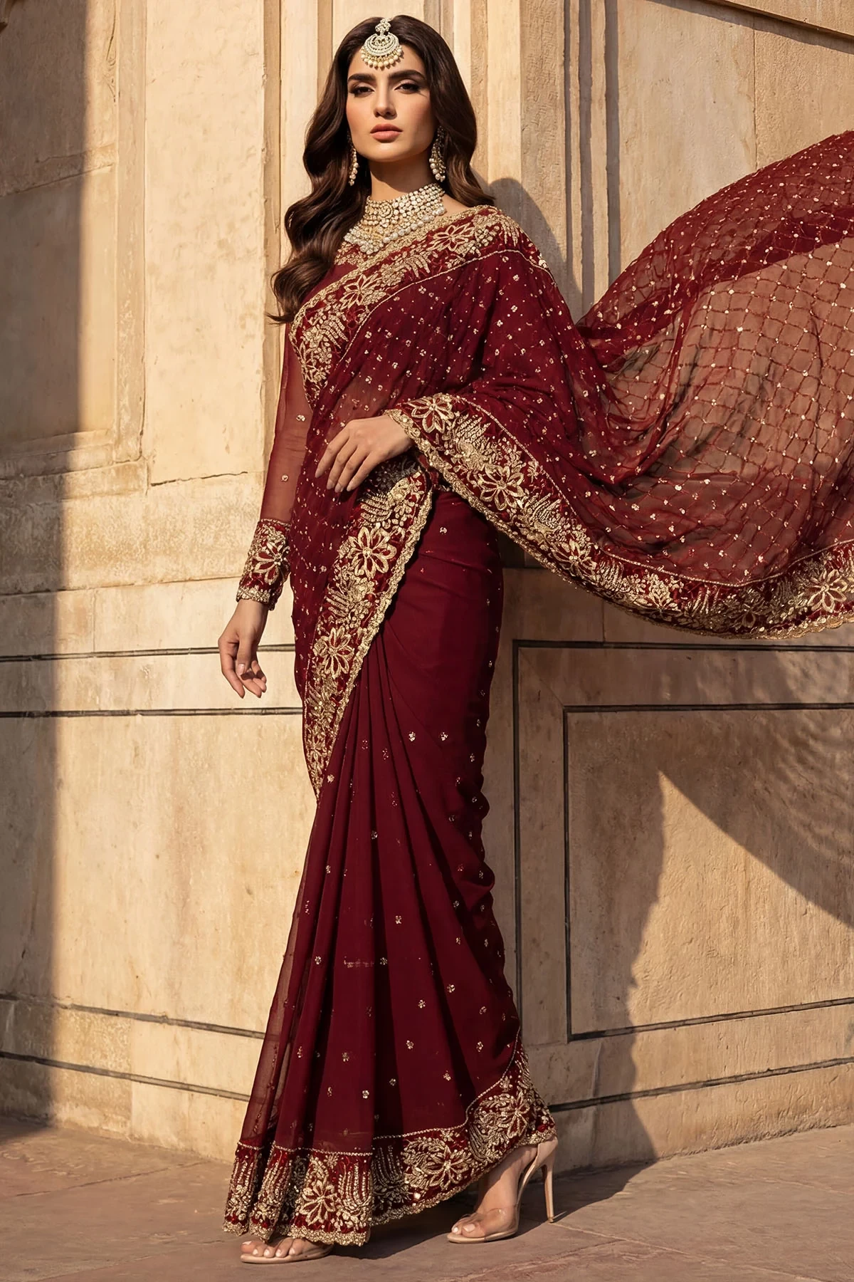 5746-ZURI EMBROIDERED CRINKLE CHIFFON - MWU05746-999-ZURI